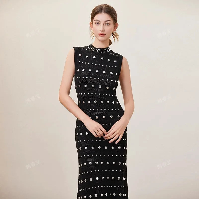 Silver Embellished Maxi Dress