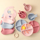 5Pcs Baby Silicone Feeding Set Round Dining Dishes, iBuyXi.com