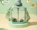 Cute Flat Bottles with Straw and Strap - view 9