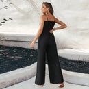 Square Neck Smocking Jumpsuit For Woman Black Casual Thin Straps Wide Leg Pants Playsuit 2023 Summer Loose Overalls Rompers, ibuyxi.com