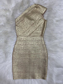 One Shoulder Foiling Print Rayon Bandage Dress, ibuyxi.com