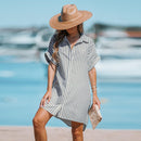 Striped Oversized Shirt Dress For Women Sexy Short Dolman Sleeve Loose Mini Dress 2023 Summer Female Sundress, ibuyxi.com