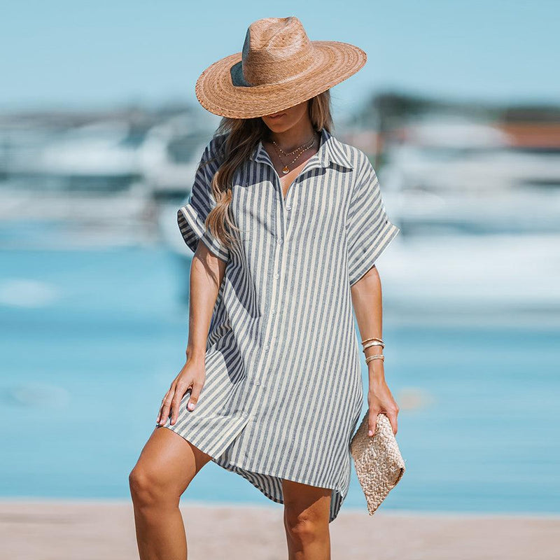 loose mini shirt dress Rosemary Sleeve Loose Mini Dress
