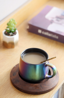 Matte Kiln Tea Cup with Walnut Plate - view 9