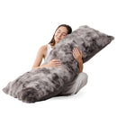 Fluffy Faux Rabbit Fur Grey Body Pillow, iBuyXi.com