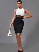 High Quality Black and White Bodycon Dress, ibuyxi.com