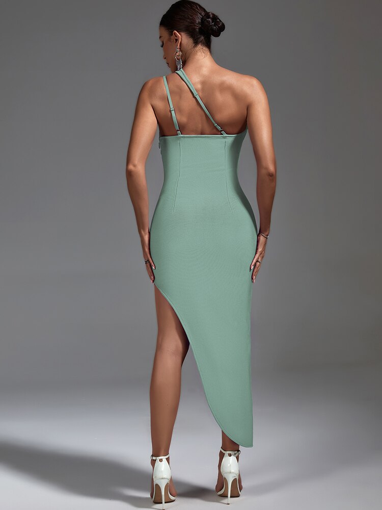Elegant Green Cut Out Midi Bodycon Dress, ibuyxi.com
