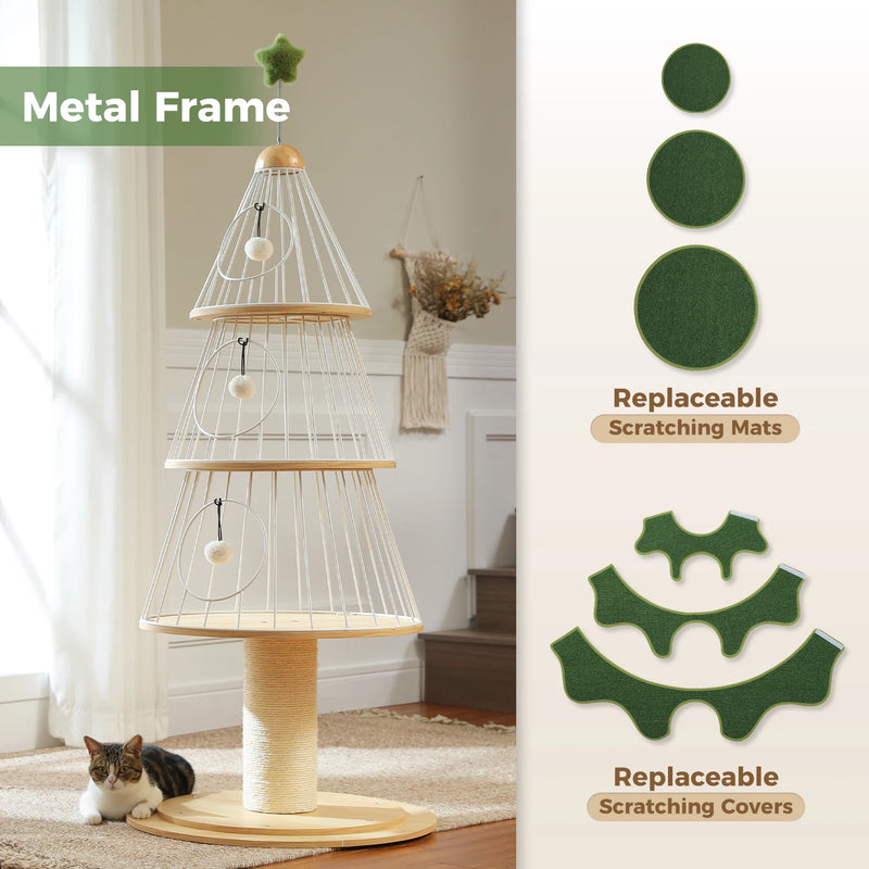 Three Tier Holiday Pine Cat Tree