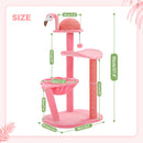 Flamingo Pink Cat Tower with Hammock