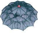 Fishing net with a red button on a white background