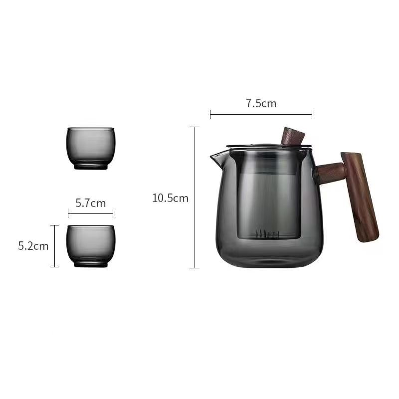 Creative Wooden Handle Glass Tea Set - view 5