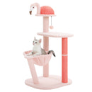 Flamingo Pink Cat Tower with Hammock