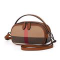 Plaid Round Leather Crossbody Bag