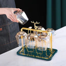 Amber and Golden Color Cup Set with Hanging Tray, ibuyxi.com