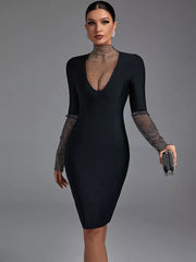 Black Long Sleeve Bandage Bodycon Dress