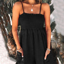 Square Neck Smocking Jumpsuit For Woman Black Casual Thin Straps Wide Leg Pants Playsuit 2023 Summer Loose Overalls Rompers, ibuyxi.com