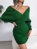 Knitted Long Sleeve Sweater Dress