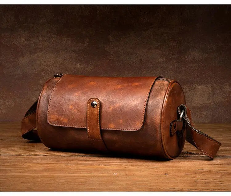 Round Vintage Leather Satchel