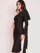 Long Sleeve Bandage Dress 2022 New Womens Yellow Bandage Dress Elegant Sexy Bowknot Evening Club Party Dress High Quality Summer - view 2