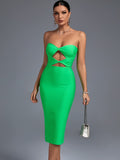 Cut Out Midi Bandage Green Bodycon Dress, ibuyxi.com