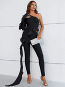 Long Sleeve Black Two Piece Flared Pant Set, iBuyxi.com