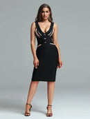Elegant Black Midi Bandage Bodycon Dress, ibuyxi.com
