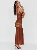 Elegant Two Layer Maxi Strapless Bodycon Dress, iBuyxi.com