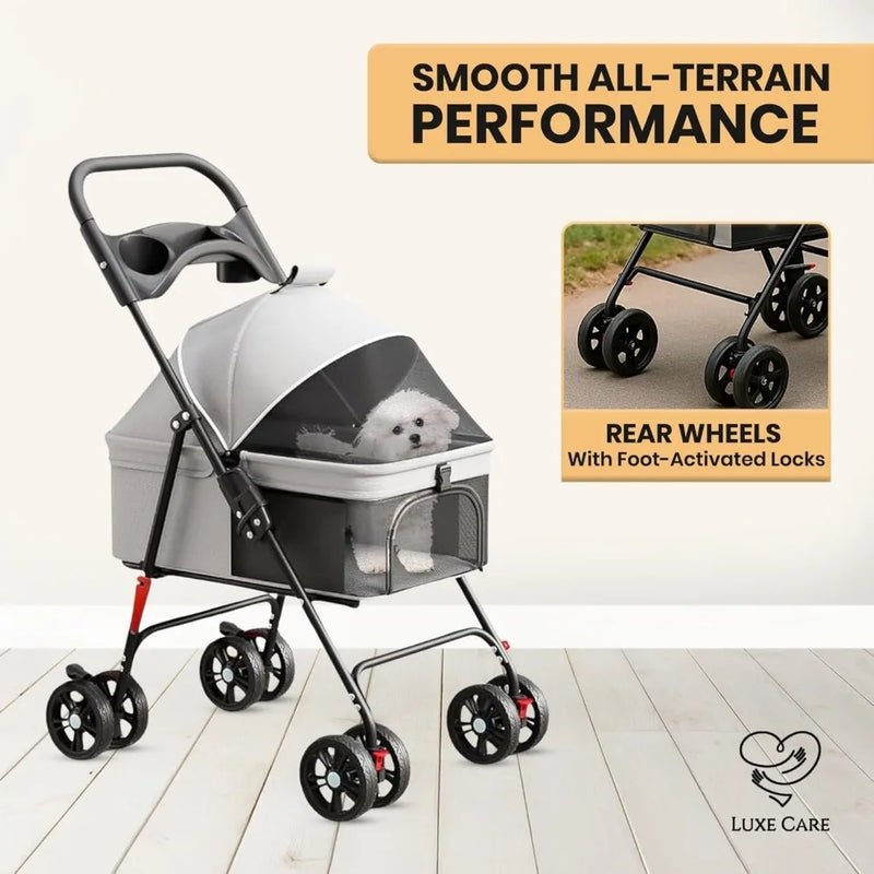 Mesh Canopy Foldable Pet Stroller