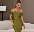 Off-Shoulder Bodycon Evening Runway Midi Dress, ibuyxi.com
