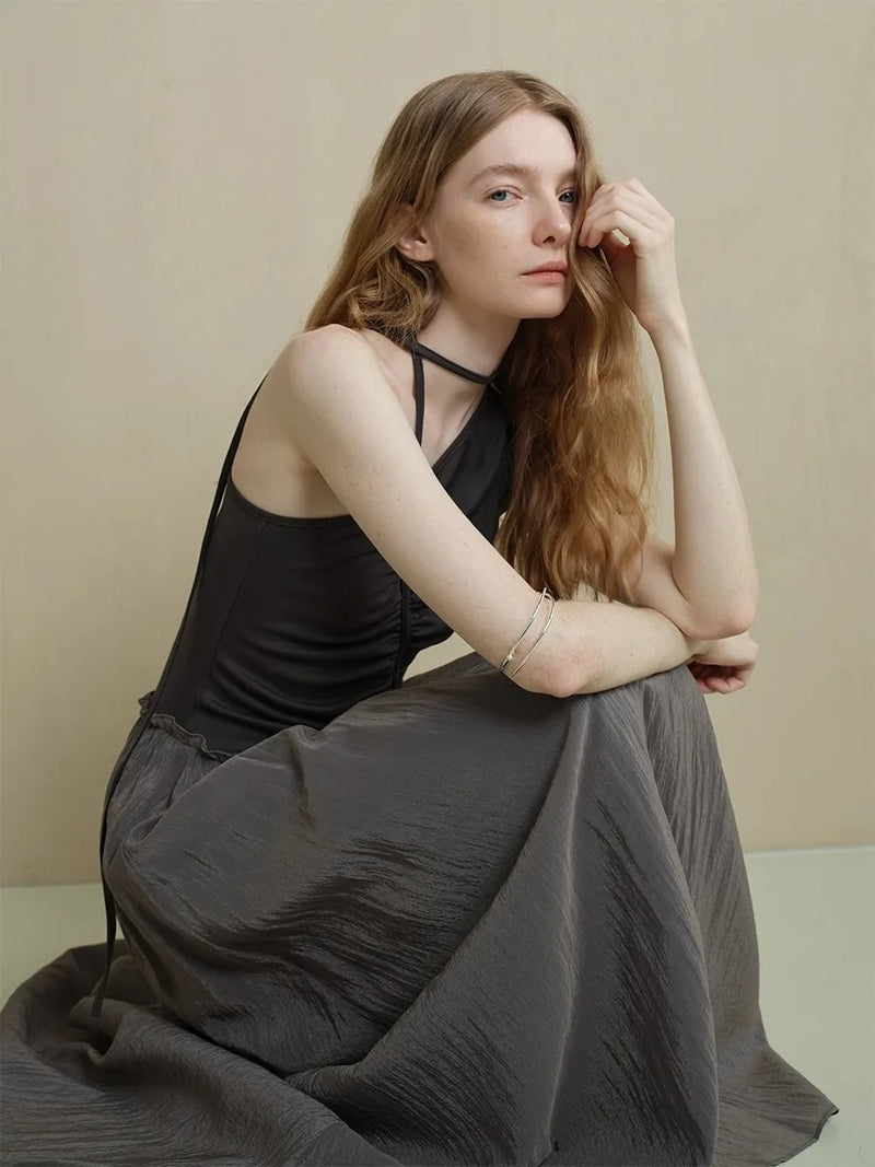 Boho Two Tone Asymmetrical Maxi Dress