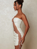 PU Leather Strapless And Backless Mini Dress, iBuyxi.com