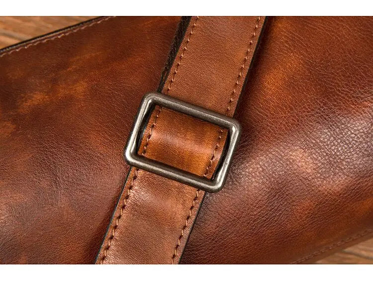 Round Vintage Leather Satchel