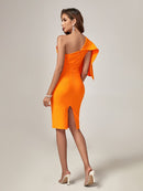 High Quality Ruffle Orange Bodycon Dress, ibuyxi.com