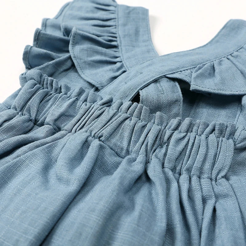 Linen Ruffles Baby Romper