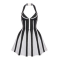 Jacquard Striped Halter Mini Dress