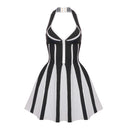Jacquard Striped Halter Mini Dress