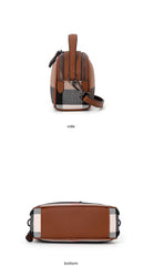 Plaid Round Leather Crossbody Bag
