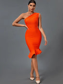 Orange Mermaid Midi Bandage Bodycon Dress, ibuyxi.com