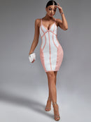 Elegant Pink Mesh Insert Bodycon Dress, ibuyxi.com