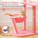 Flamingo Pink Cat Tower with Hammock