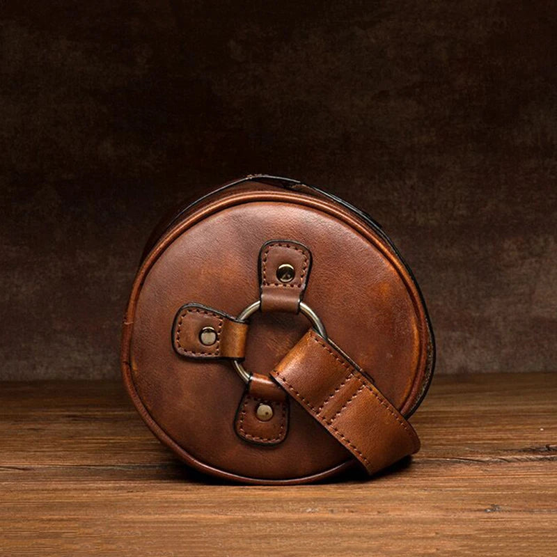 Round Vintage Leather Satchel
