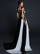 Flower Strap Striped Maxi Dress