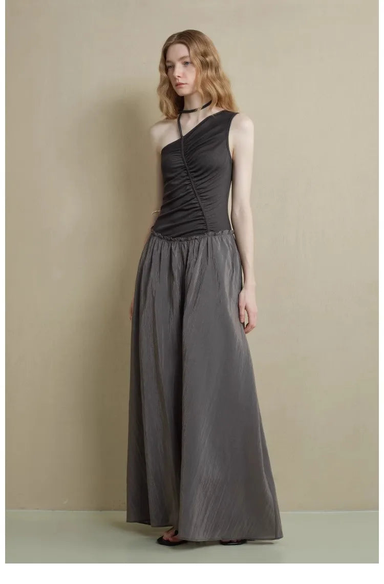 Boho Two Tone Asymmetrical Maxi Dress