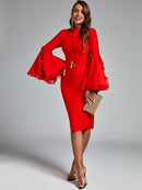 Turtleneck Lace Midi Bandage Dress, ibuyxi.com