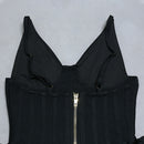 Designer Strap V Neck Bodycon Mini Dress, ibuyxi.com