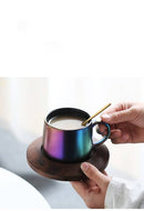 Matte Kiln Tea Cup with Walnut Plate, iBuyXi.com