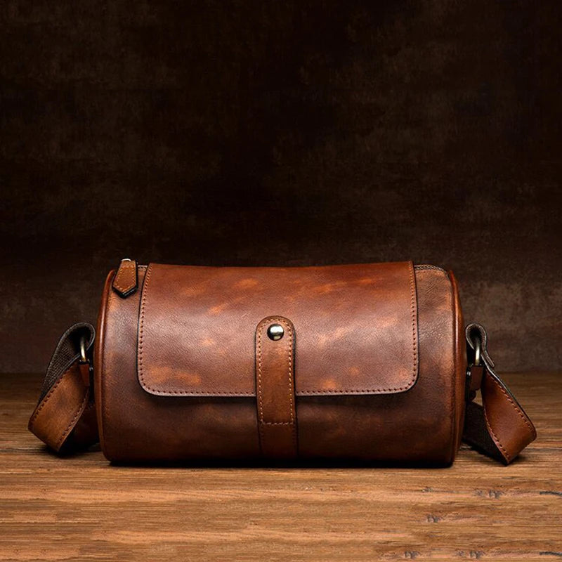 Round Vintage Leather Satchel