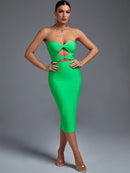 Cut Out Midi Bandage Green Bodycon Dress, ibuyxi.com