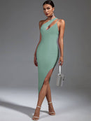 Elegant Green Cut Out Midi Bodycon Dress, ibuyxi.com