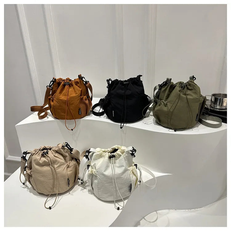 Nylon Drawstring Bucket Bag